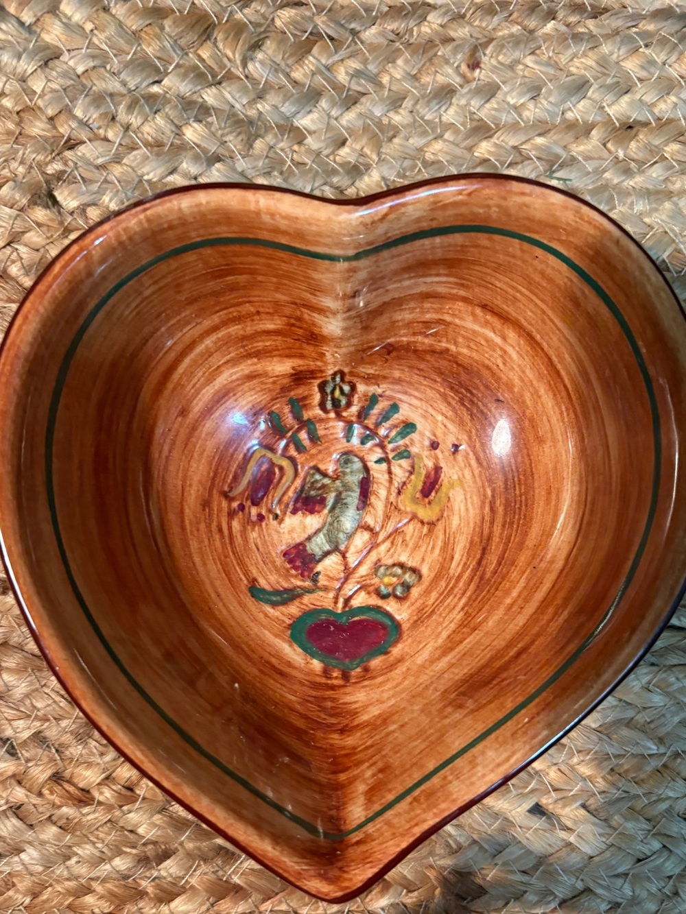 Vintage Pennsbury Pottery Folk art heart shaped Ceramic Bowl